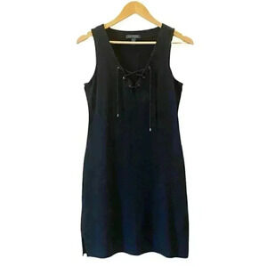 Lauren Ralph Lauren Dress  Black Sleeveless Lace Up V Neck Tunic Size Small